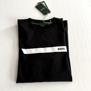 HUGO BOSS || Black & White Cotton-Jersey T-Shirt. Sz. S